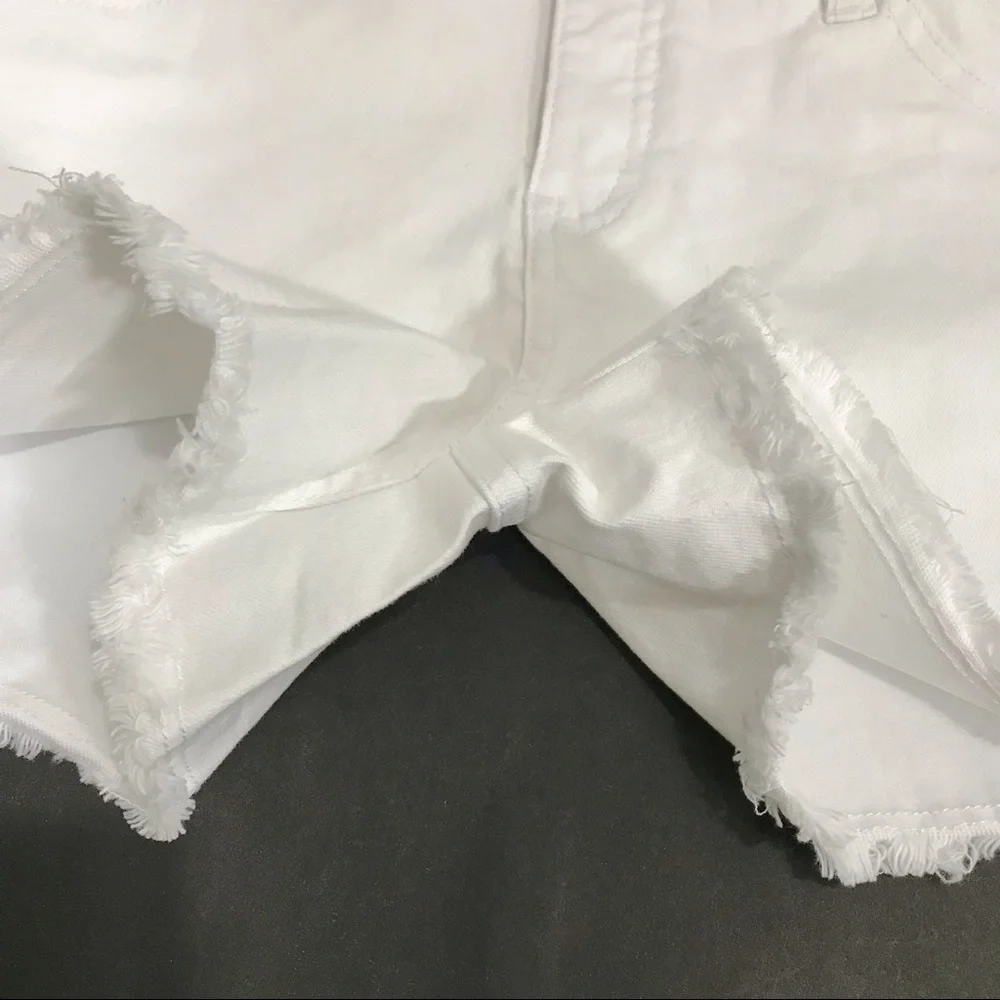 Justice White Denim Raw Hem Shorts Size 16